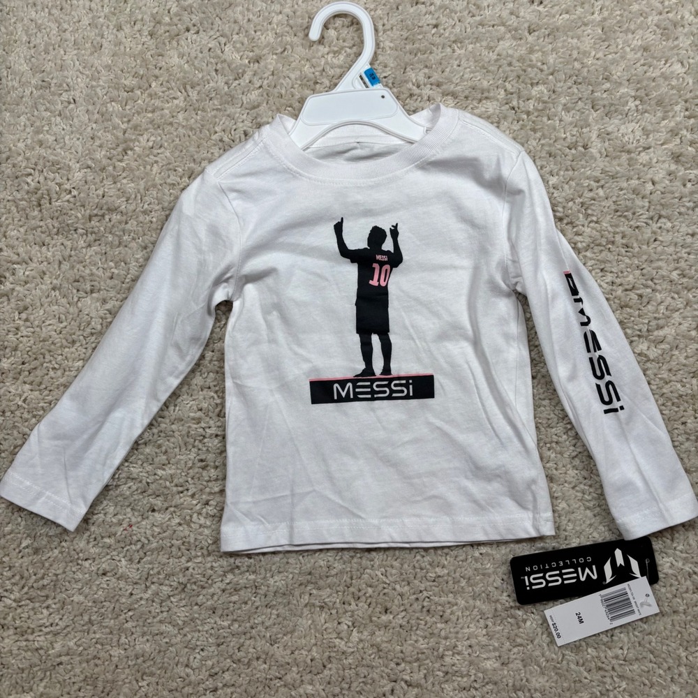 Kids Messi Collection Long Sleeve T Shirt Size 24M White‎ Soccer Fan Gear